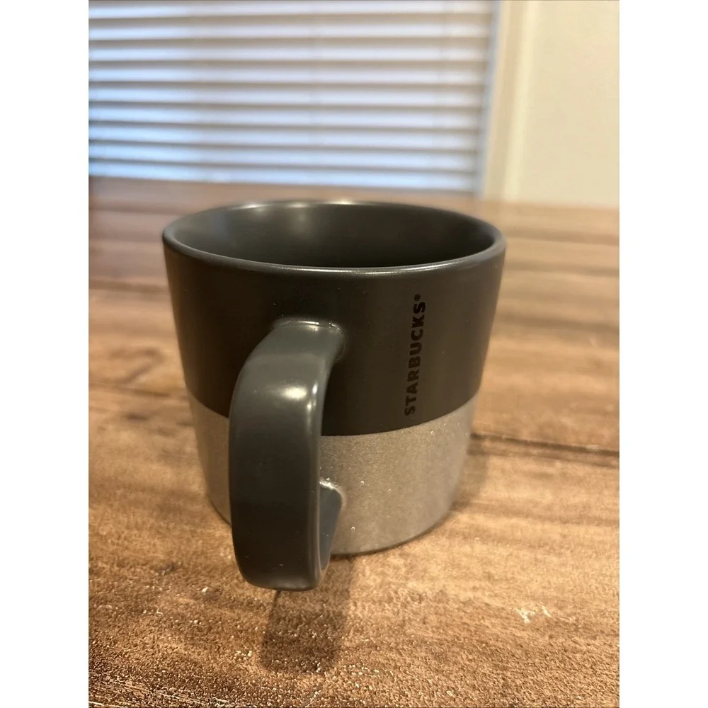 Starbucks 2018 Gray w/Silver Glitter &‎ Stars Inside 12 oz Ceramic Coffee Cup
